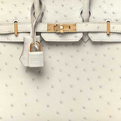 Ostrich Birkin Sellier 25 Gris Perle