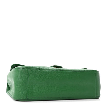 Grained Calfskin Small Souplissimo Maxi Flap Green
