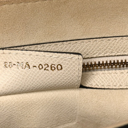 Grained Calfskin Saddle Bag White