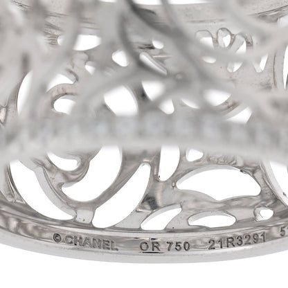 18K White Gold Diamond Camellia Ajoure Band Ring 51 5.75