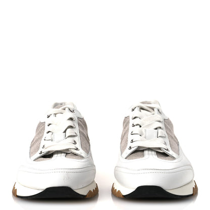 Canvas Calfskin Mens Trail Sneakers 41.5 Prunoir White