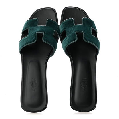 Velvet Nappa Oran Sandals 40 Vert Fonce