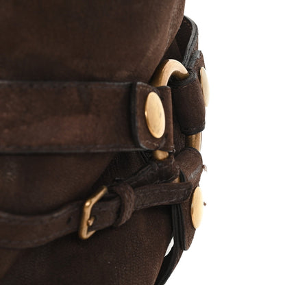 Suede Harness Mid Calf Boots 40 Brown