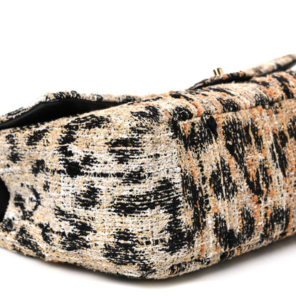 Tweed Mixed Fibers Leopard Print Small Souplissimo Maxi Flap Brown Black White