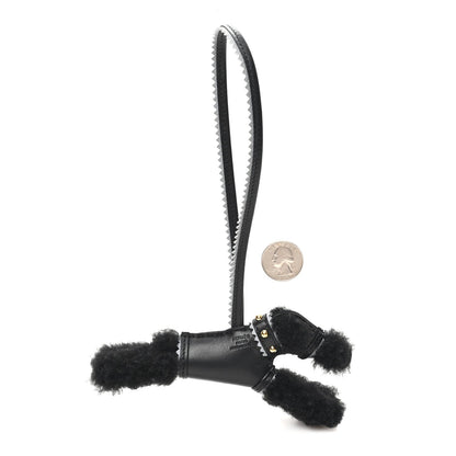 Milo Lambskin Epsom Shearling Budy Apic Charm Black Gris Pantin