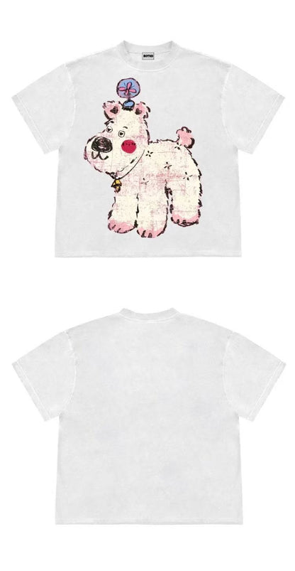 Cute Puppy Graphic Oversized T-Shirt
