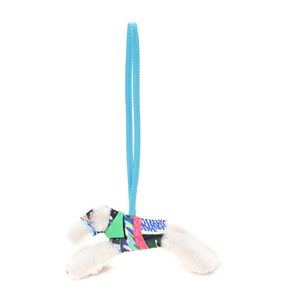 Milo Lambskin Shearling Silk Budy Charm Aloha Blue Hydra Vert Comics