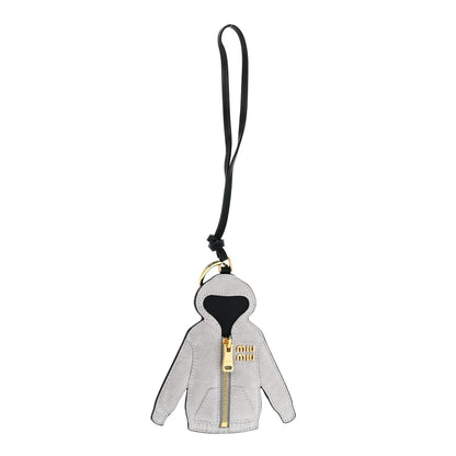 Calfskin Hoodie Trick Bag Charm Grigio