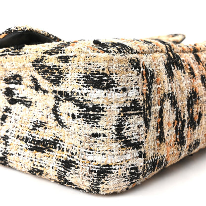 Tweed Mixed Fibers Leopard Print Small Souplissimo Maxi Flap Brown Black White