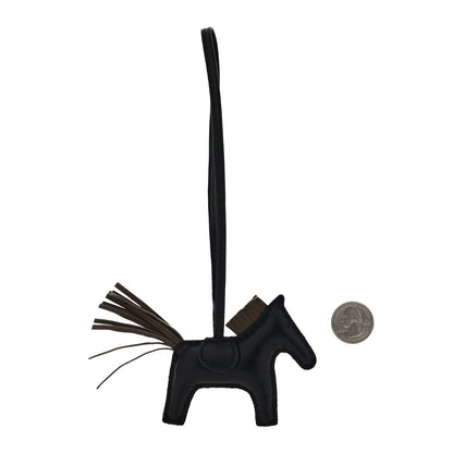 Milo Lambskin Grigri Rodeo Horse Bag Charm PM Black Etoupe