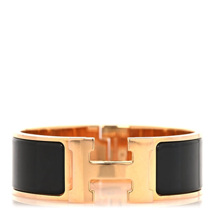 Enamel Wide Clic Clac H Bracelet GM Black