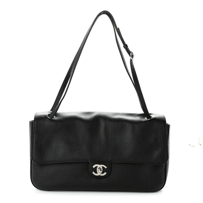 Grained Calfskin Small Souplissimo Maxi Flap Black