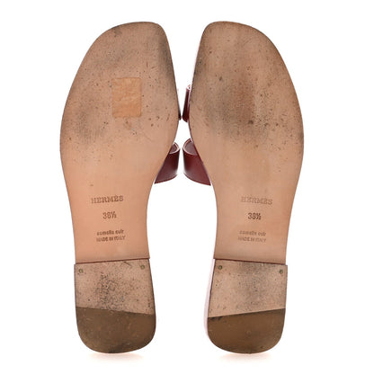 Box Calfskin Oran Sandals 38.5 Rouge Tomette