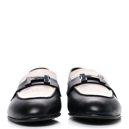 Toile De Coton Calfskin Womens Paris Loafers 37 Black Prunoir