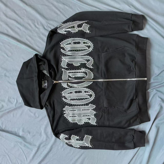 EMOTION Gothic Logo Graphic Zip Up Hoodie