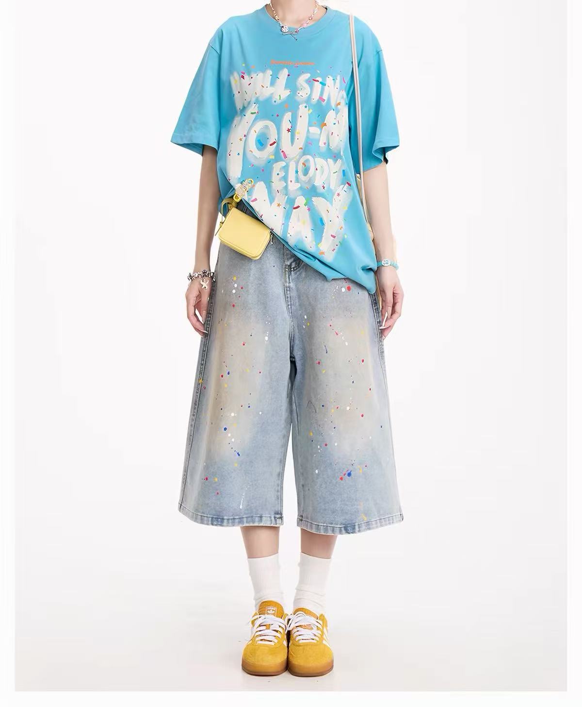 Oversized Graffiti Letter Graphic Cotton T-Shirt