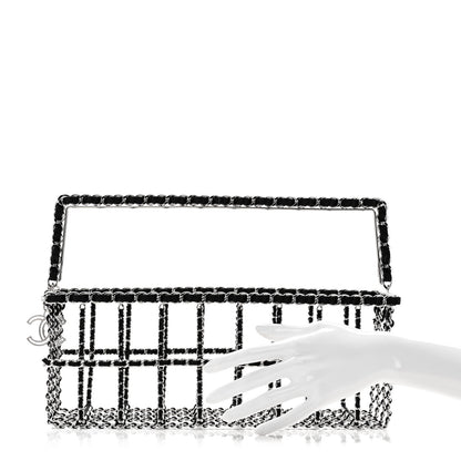 Brass Calfskin Grocery By Chanel Minaudiere Shopping Basket Silver