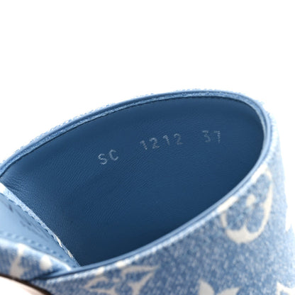 Denim Monogram Silhouette Mules 37 Blue