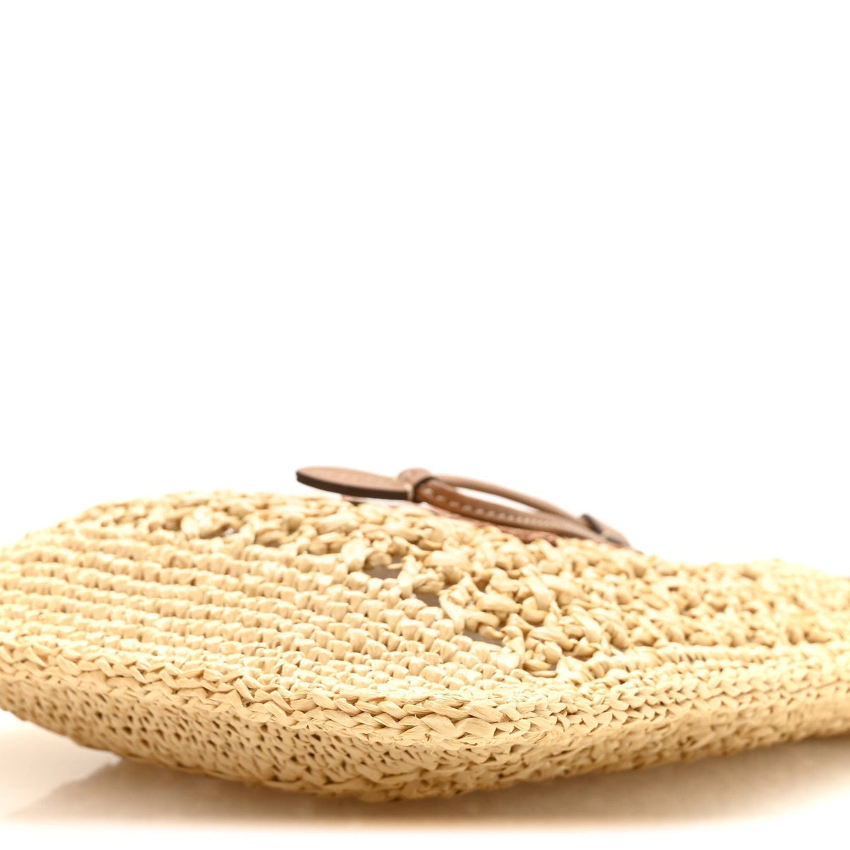 Raffia Crochet Drawstring Pouch Naturale Cognac