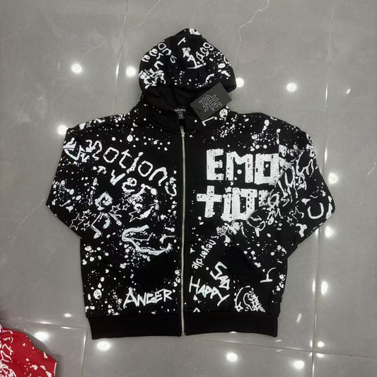 EMOTION Emotions Never Die Graffiti Paint Zip Hoodie