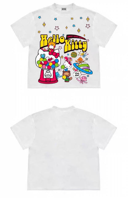 Hello Kitty Gumball Machine Graphic Oversized T-Shirt
