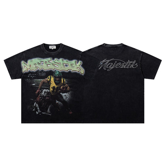 MAJESTIK Football Bulldog Graphic T-Shirt