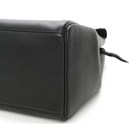 Grained Calfskin Large Urban Essentials Shopping Bag Black