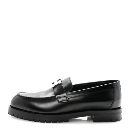 Glazed Calfskin Womens Faubourg Loafers 37 Black