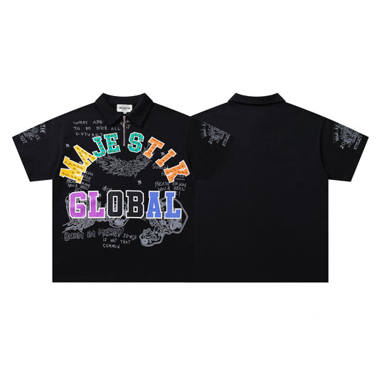 MAJESTIK Lost Global Graphic Polo Shirt