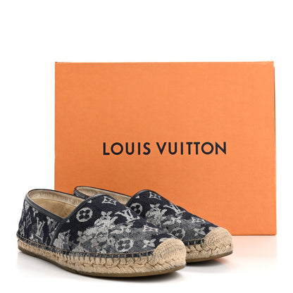 Monogram Denim Espadrille Flats 8.5 Blue