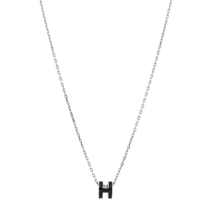 Lacquered Palladium Mini Pop H Pendant Necklace Black