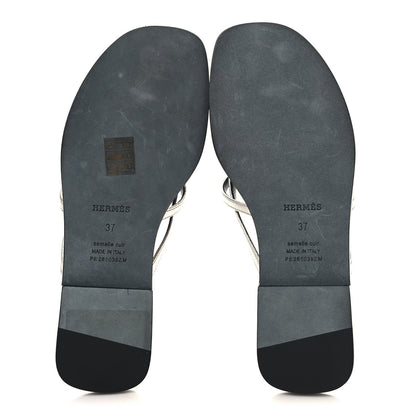 Metallic Goatskin Miss Sandals 37 Gris Argente