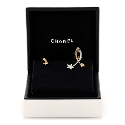 18K Yellow White Gold Diamond Etoile Filante Earrings