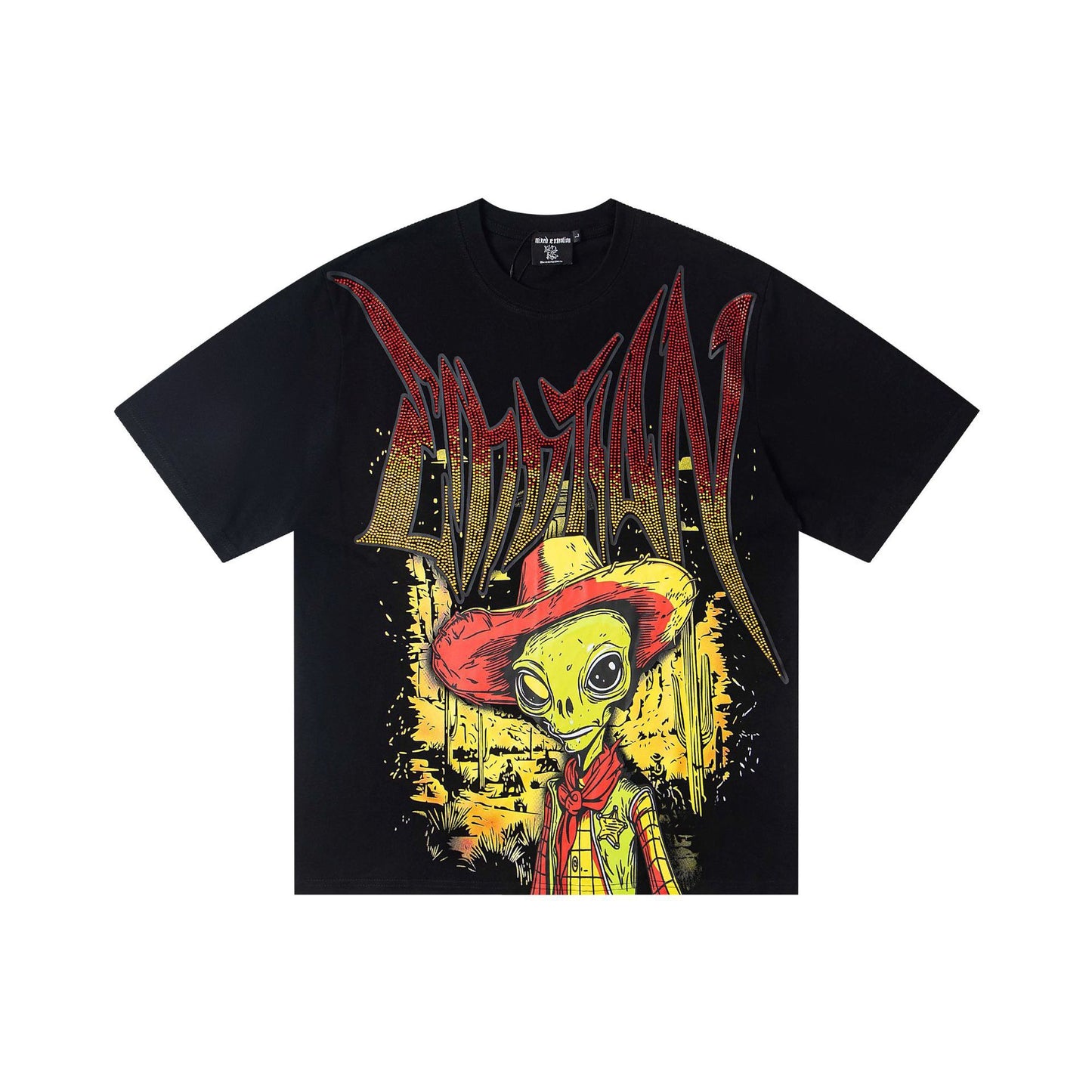 EMOTION Angel Graphic Rhinestone Oversized T-Shirt