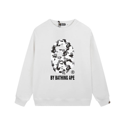 BAPE Grey Camo Ape Head Crewneck Sweatshirt White