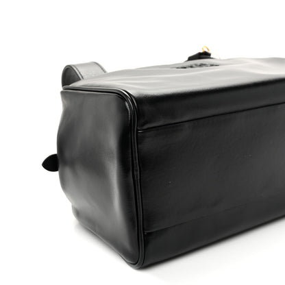 Vitello Lux Bauletto Top Handle Bag Black