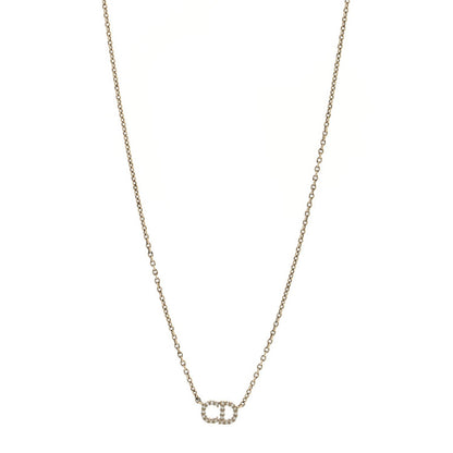 Metal Crystal CD Necklace Gold