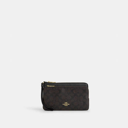 Coach Outlet Double Zip Wallet In Signature Canvas