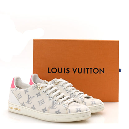 Technical Fabric Calfskin Monogram Frontrow Sneakers 39 Pink