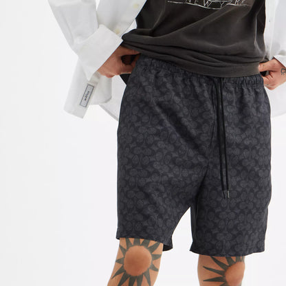 Coach Outlet Signature Swim Trunks In Recycled Polyester