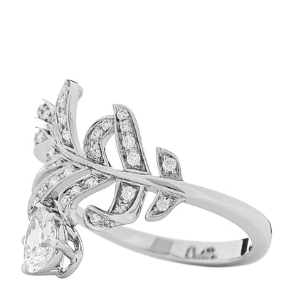 18K White Gold Diamond Plume De Chanel Ring 53 6.5