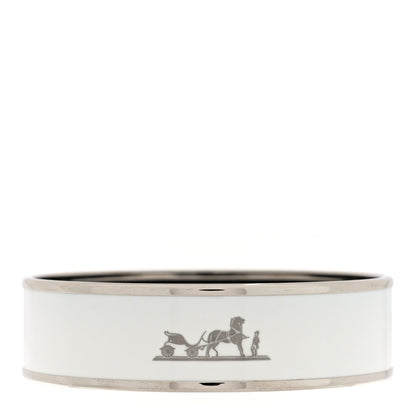 Enamel Printed Wide Caleche Bracelet  White