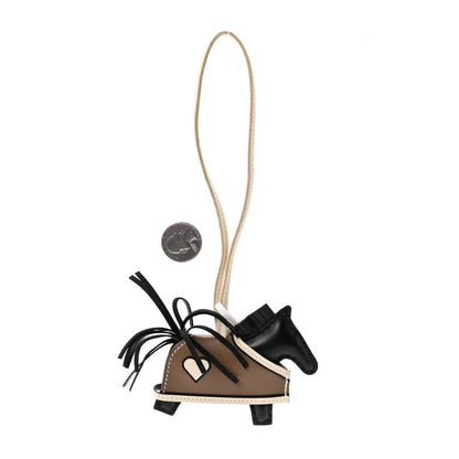 Milo Lambskin Grigri Rodeo Robeo Coeur Bag Charm PM Black Craie Etoupe