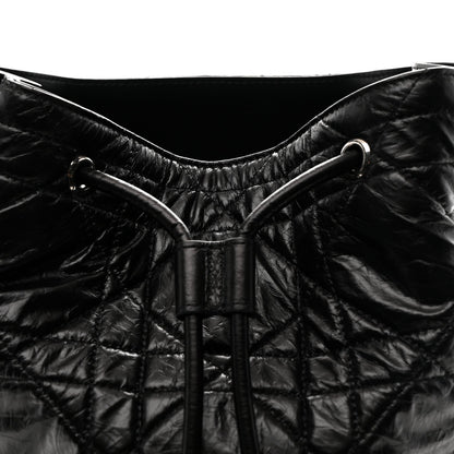 Crinkled Calfskin Macrocannage Medium D-Motion Bag Black