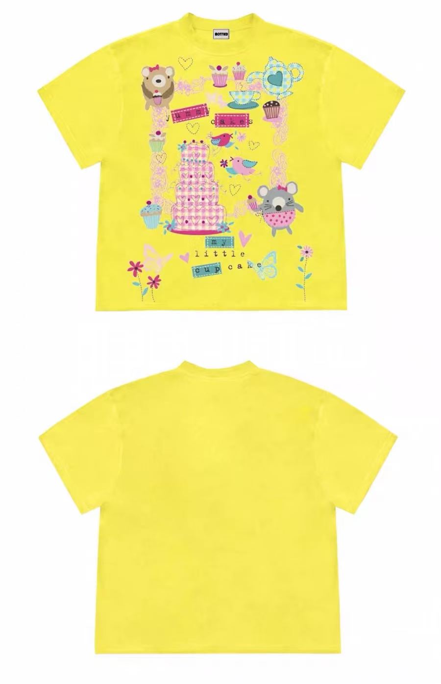 Cute Cupcake Animal Graphic Oversized T-Shirt