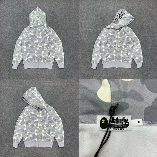 A BATHING APE ABC Camo Shark Full Zip Hoodie Grey