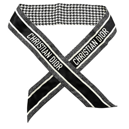 Silk Houndstooth Mitzah Scarf Black White