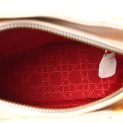 Metallic Nylon Cannage Medium Lady Dior White