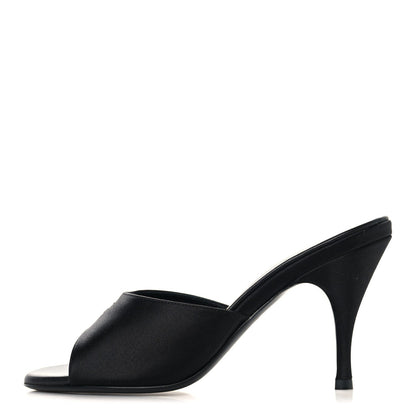 Satin Logo Sandals 38 Black