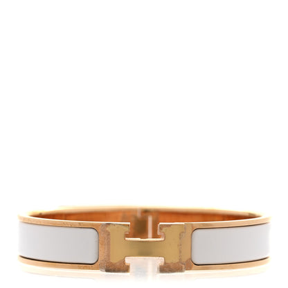 Enamel Narrow Clic Clac H Bracelet GM White